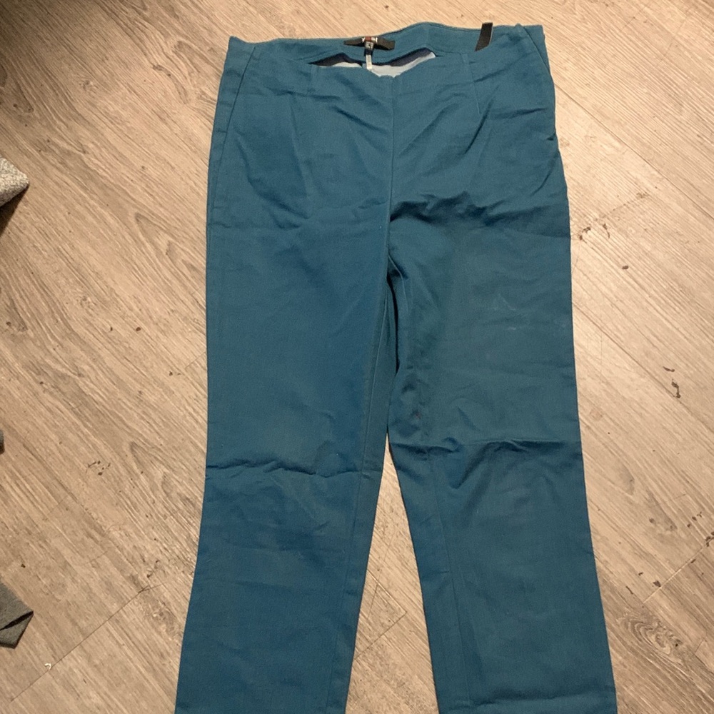 Teal Straight-Leg Pants
